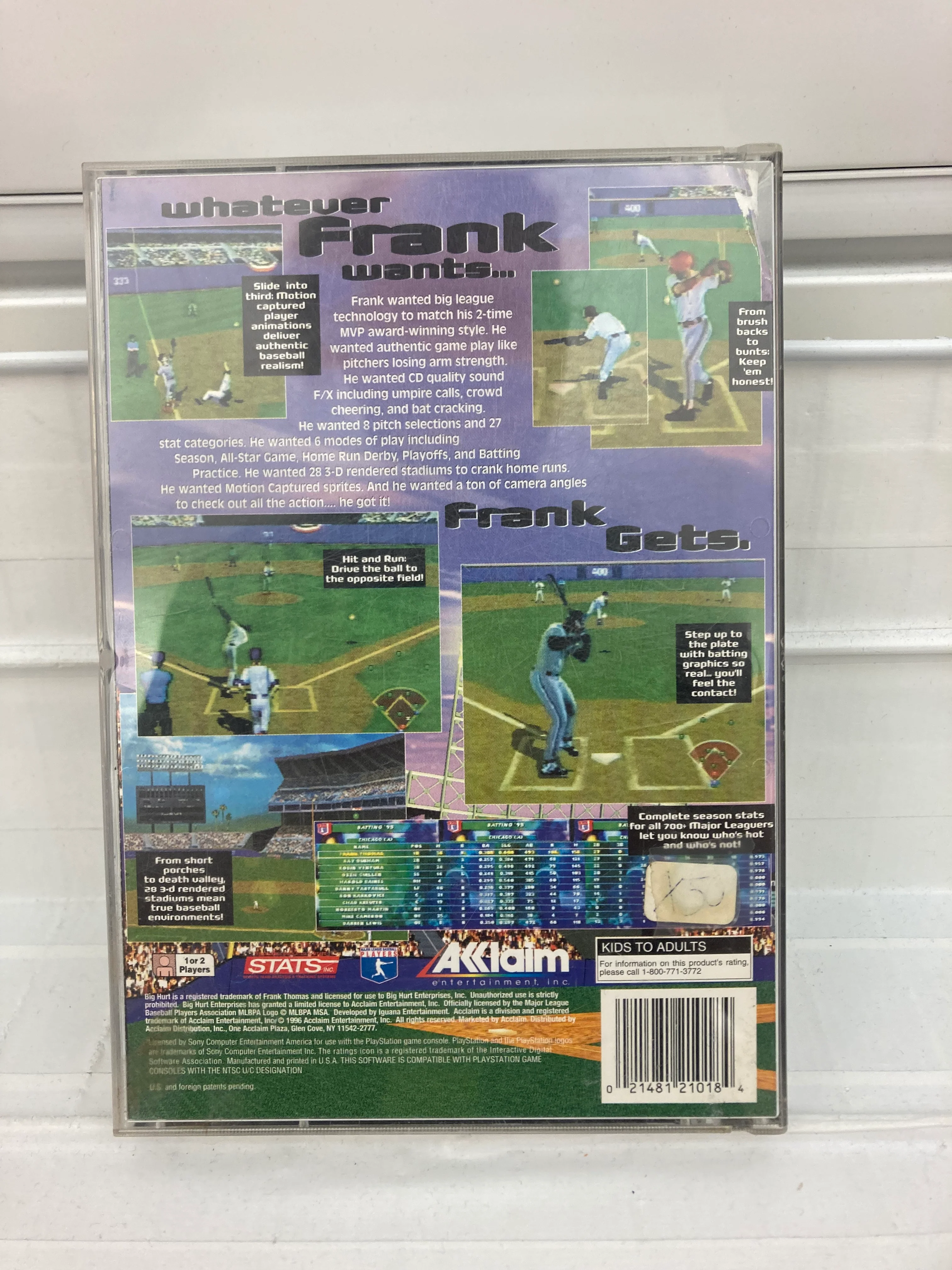 Frank Thomas Big Hurt Baseball [Long Box] - Playstation - Image 2