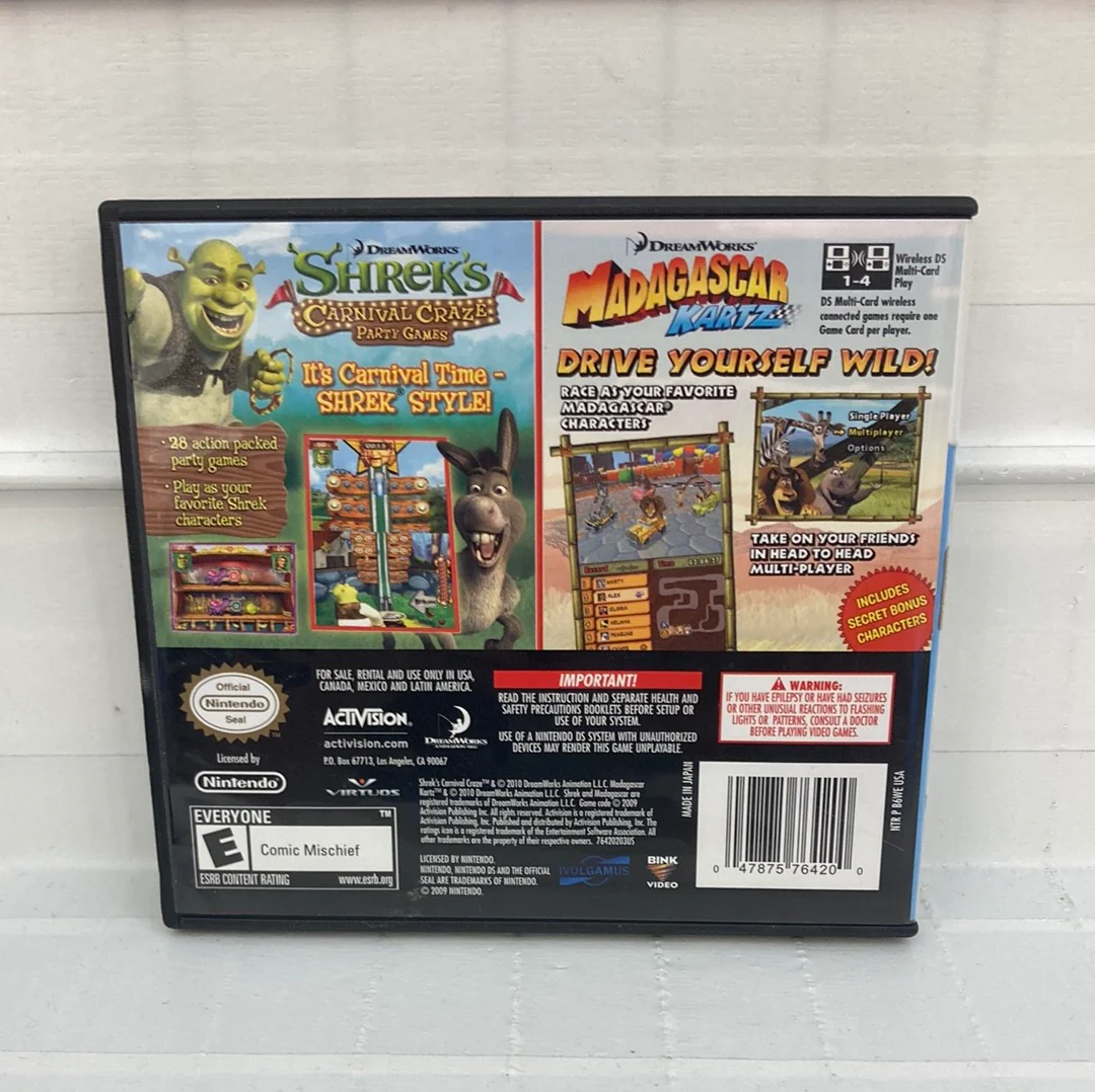 Shrek's Carnival Craze & Madagascar Kartz - Nintendo DS - Image 2